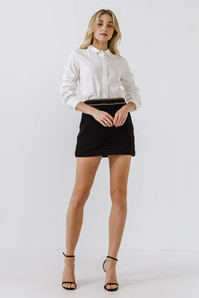 ENDLESS ROSE - Chain-Trimmed Mini Skirt - SKIRTS available at Objectrare