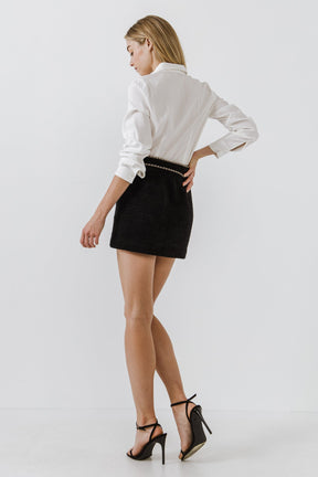 ENDLESS ROSE - Chain-Trimmed Mini Skirt - SKIRTS available at Objectrare
