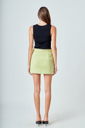 Chain-Trimmed Mini Skirt