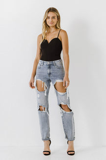 ENDLESS ROSE - Deep V-Neck Bodysuit - TOPS available at Objectrare