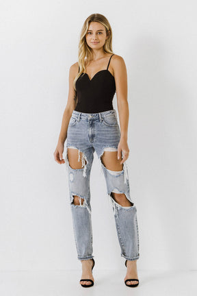 ENDLESS ROSE - Deep V-Neck Bodysuit - TOPS available at Objectrare