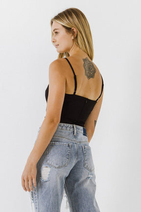 ENDLESS ROSE - Deep V-Neck Bodysuit - TOPS available at Objectrare