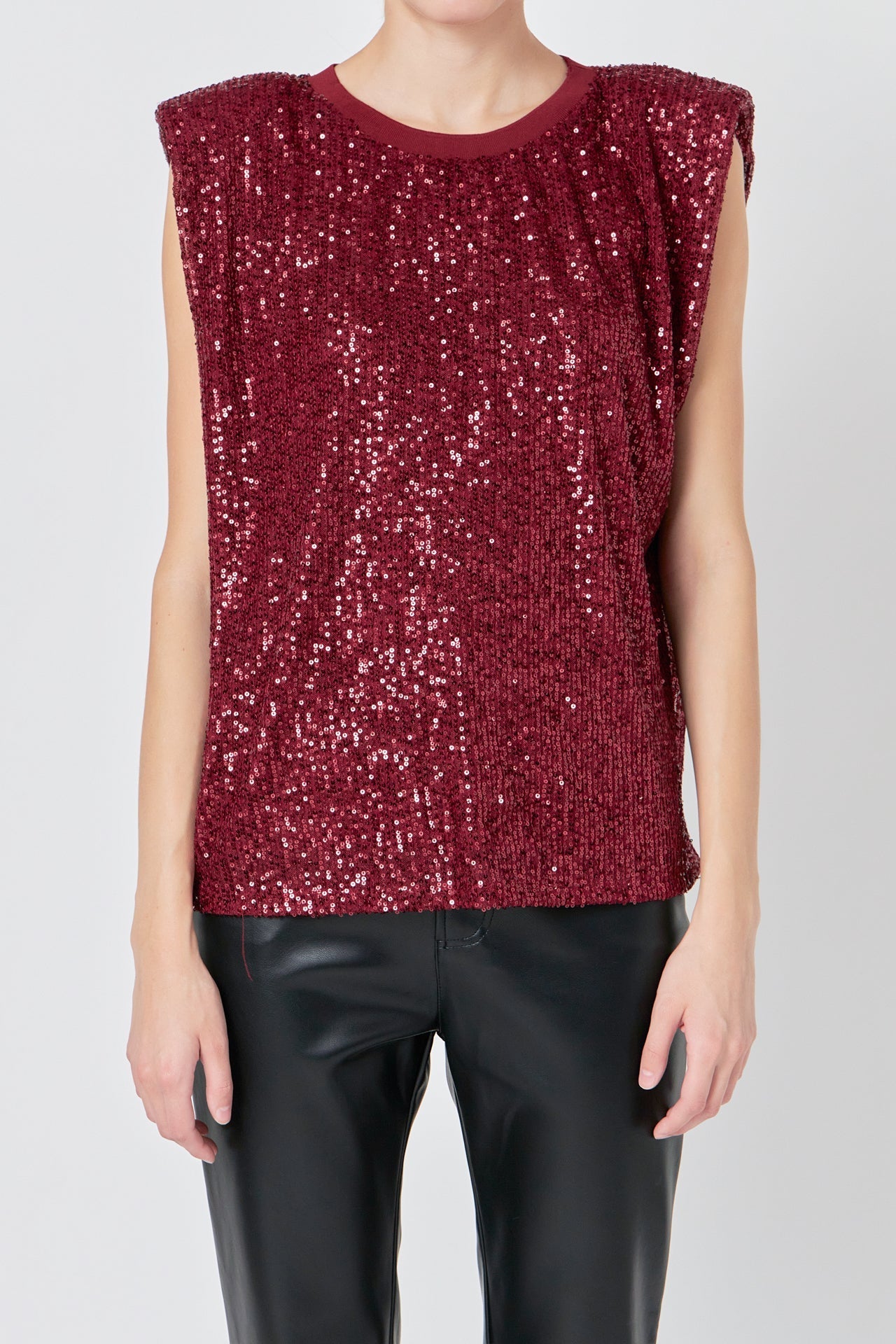 Sequin Shoulder Pad Top