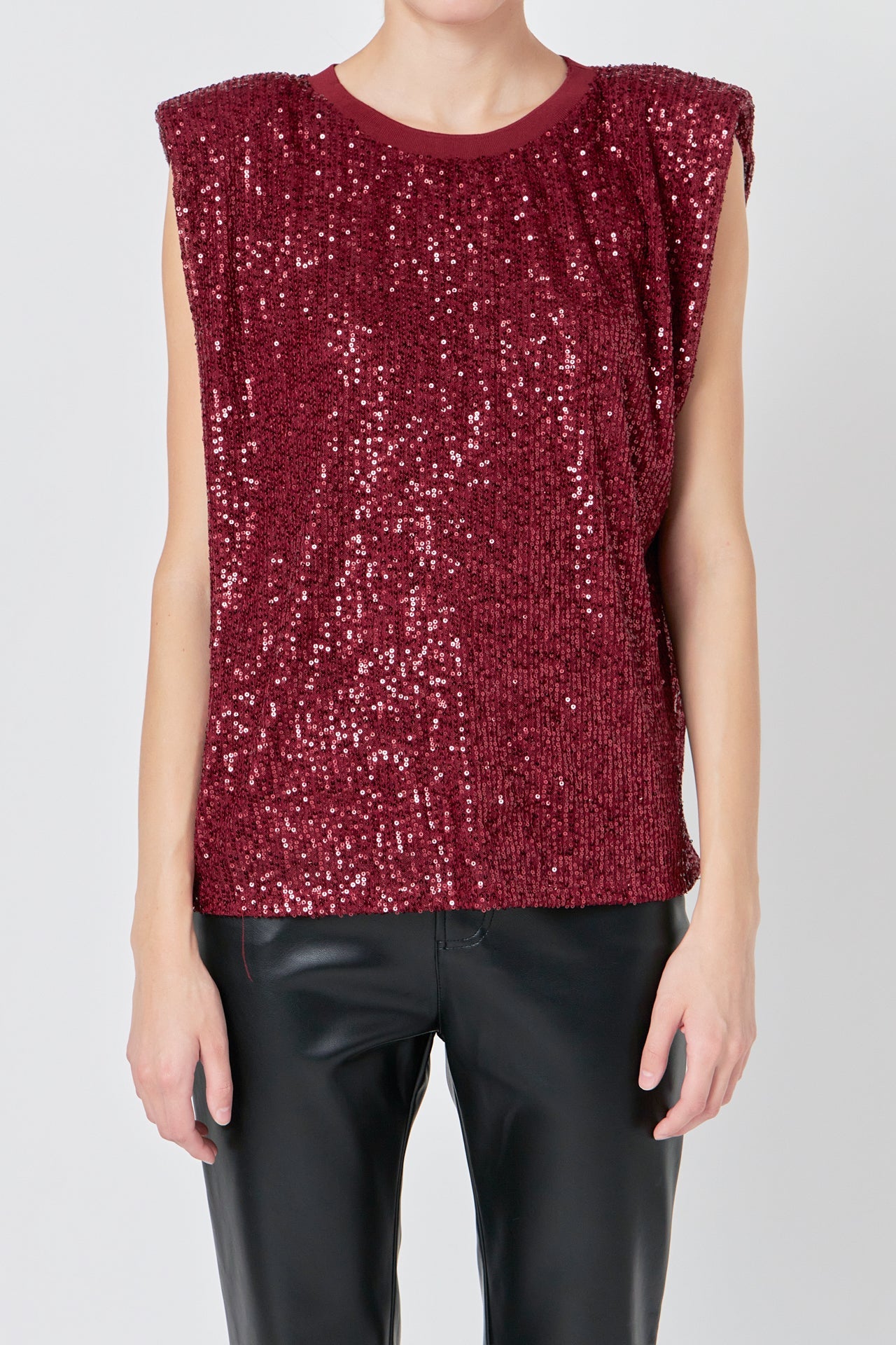 ENDLESS ROSE - Endless Rose - Sequin Shoulder Pad Top - T-SHIRTS available at Objectrare