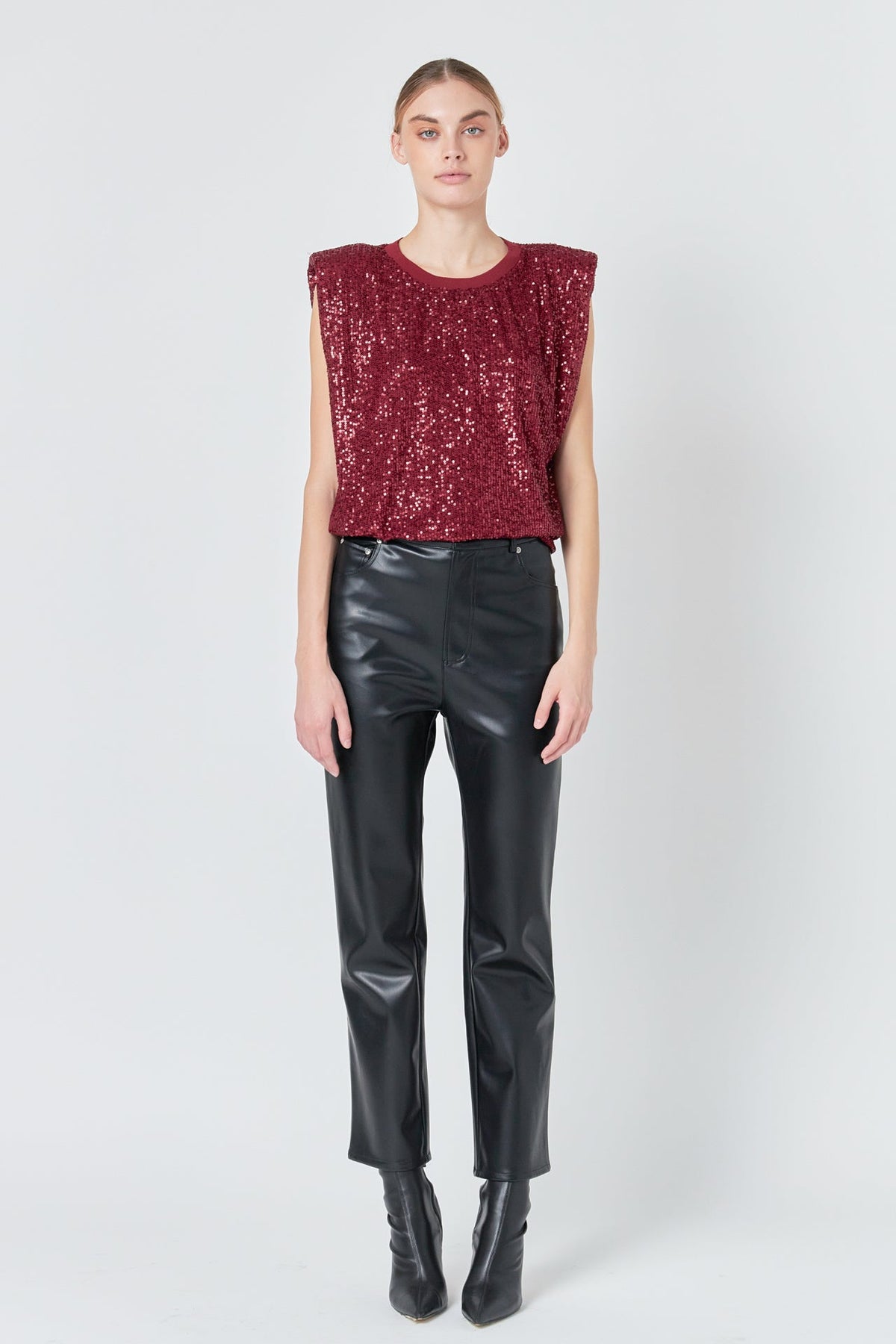 Sequin Shoulder Pad Top
