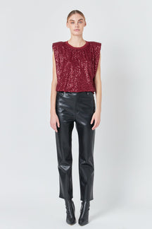 Sequin Shoulder Pad Top