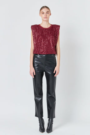 Sequin Shoulder Pad Top