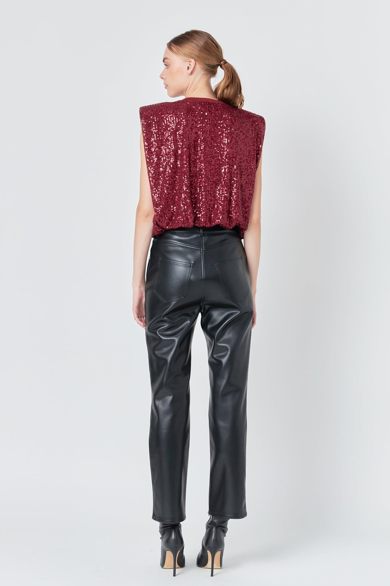 Sequin Shoulder Pad Top