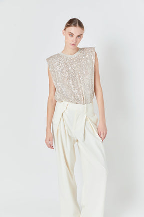 Sequin Shoulder Pad Top