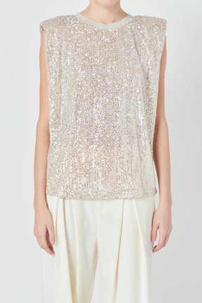 Sequin Shoulder Pad Top