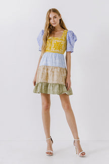 ENGLISH FACTORY - English Factory - Colorblock Paisley Mini Dress - DRESSES available at Objectrare