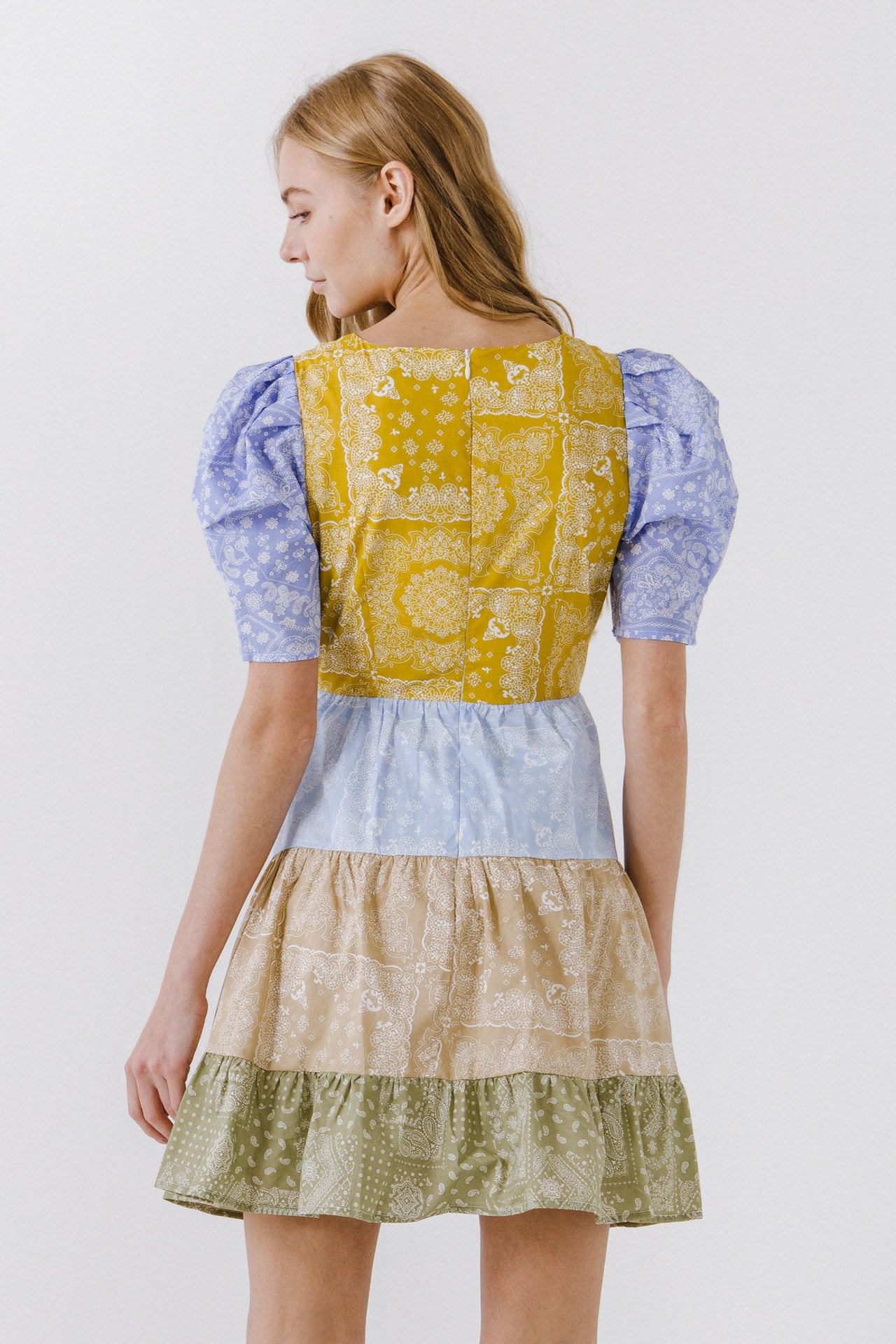 ENGLISH FACTORY - English Factory - Colorblock Paisley Mini Dress - DRESSES available at Objectrare