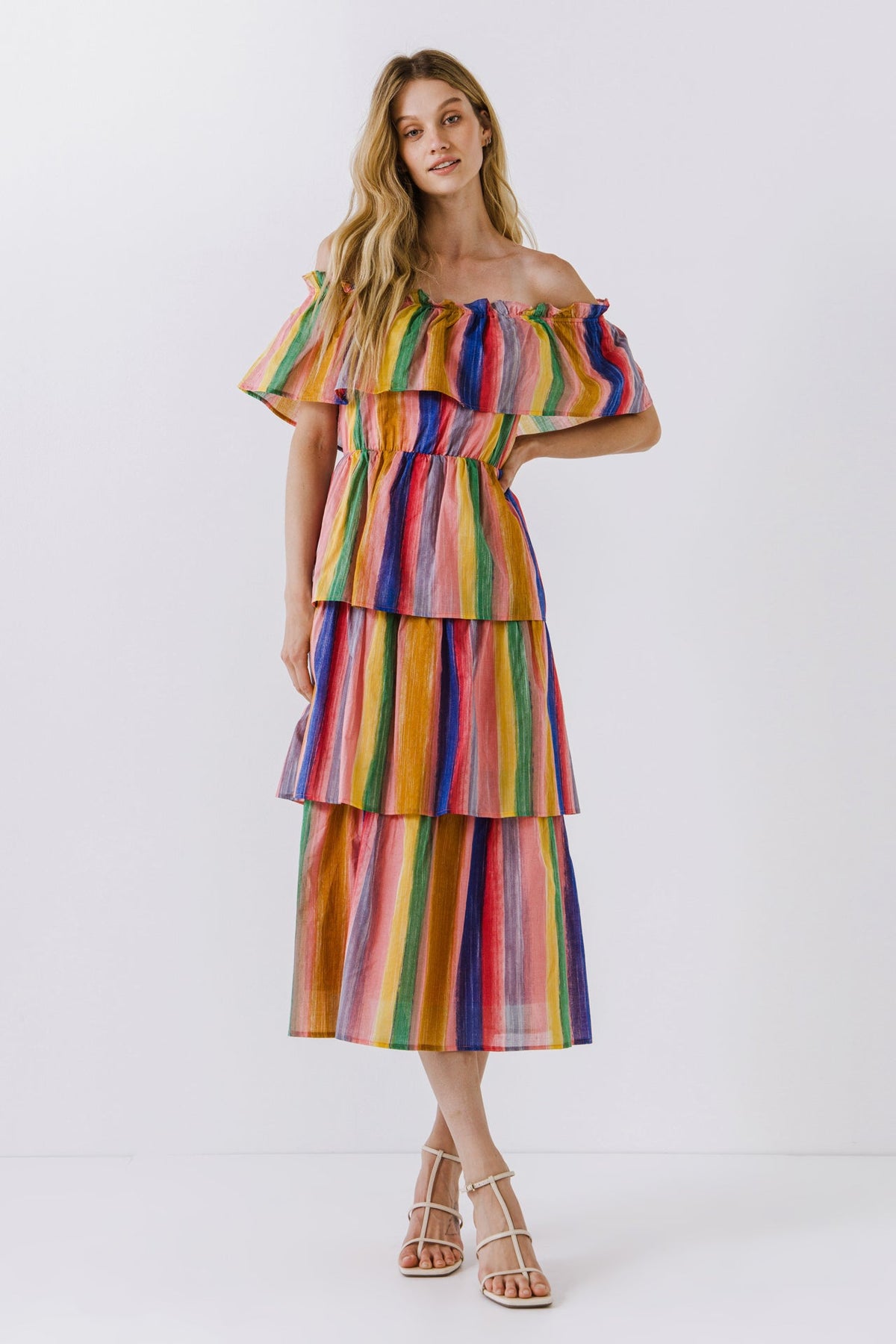 ENGLISH FACTORY - English Factory - Off-The-Shoulder Multi Striped Dress - DRESSES available at Objectrare