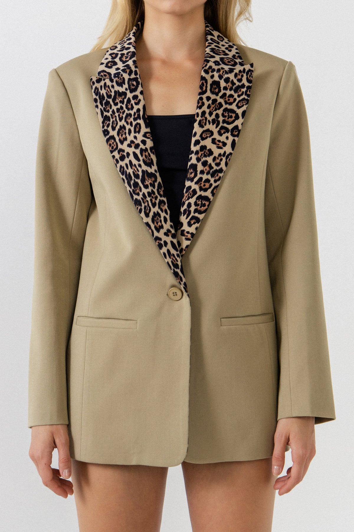 ENDLESS ROSE - Leopard Collar Blazer - BLAZERS available at Objectrare