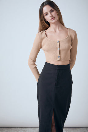 ENDLESS ROSE - Cropped Knit Cardigan - SWEATERS & KNITS available at Objectrare