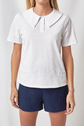 ENGLISH FACTORY - Oversized Collar T-Shirt - Tops available at Objectrare