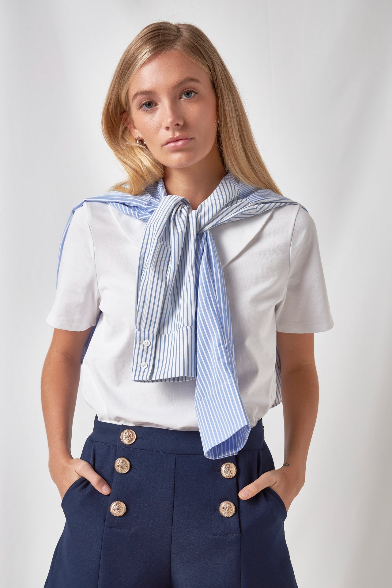 ENGLISH FACTORY - Oversized Collar T-Shirt - Tops available at Objectrare