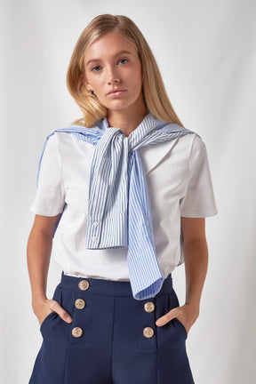 ENGLISH FACTORY - Oversized Collar T-Shirt - Tops available at Objectrare