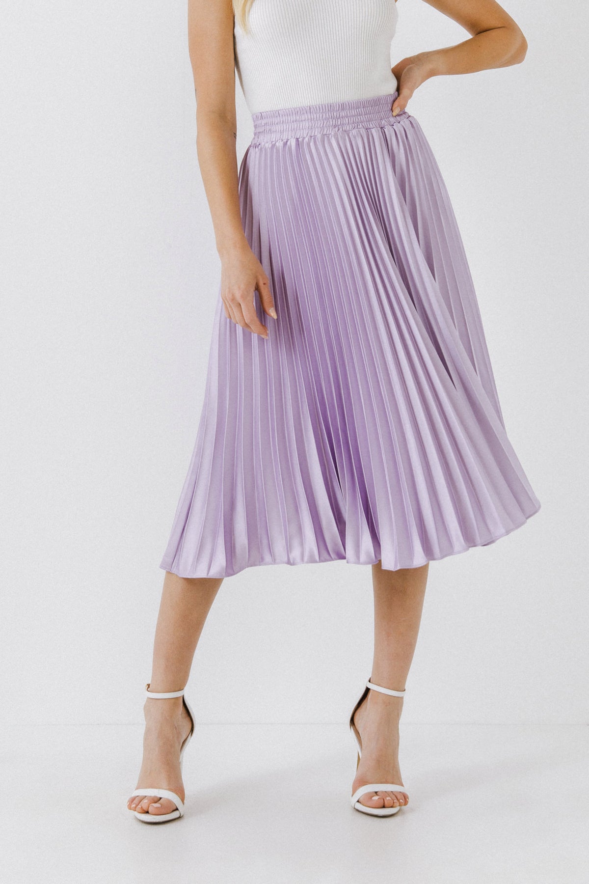 Pleated Satin Skirt