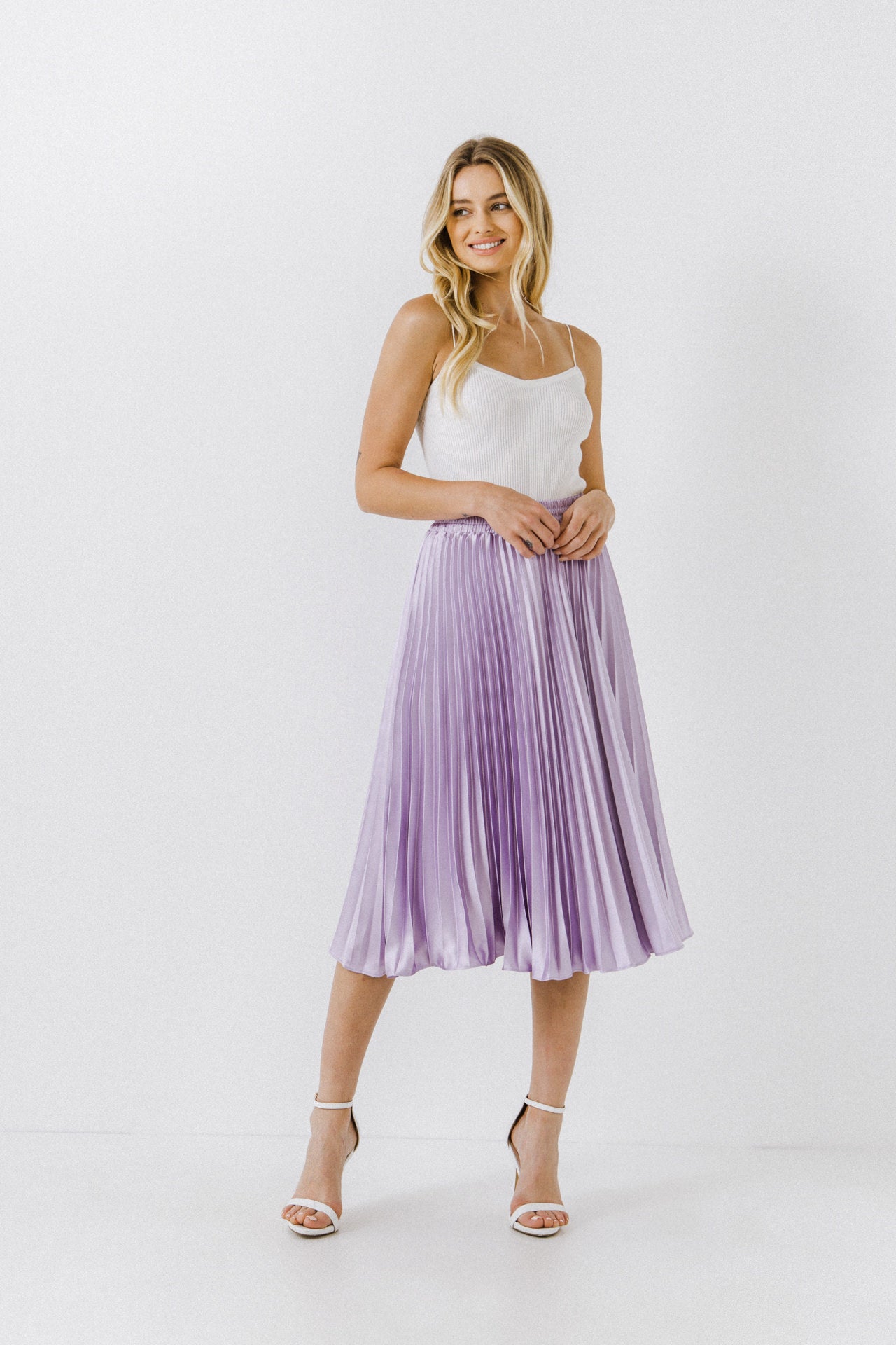 ENDLESS ROSE - Pleated Satin Skirt - SKIRTS available at Objectrare