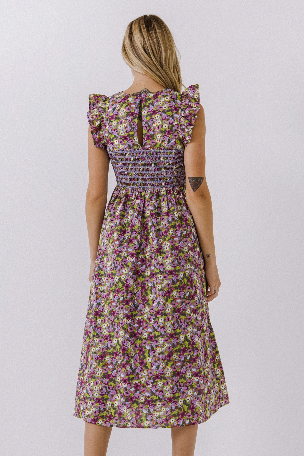 ENGLISH FACTORY - English Factory - Floral Smocked Sleeveless Midi Dress - DRESSES available at Objectrare