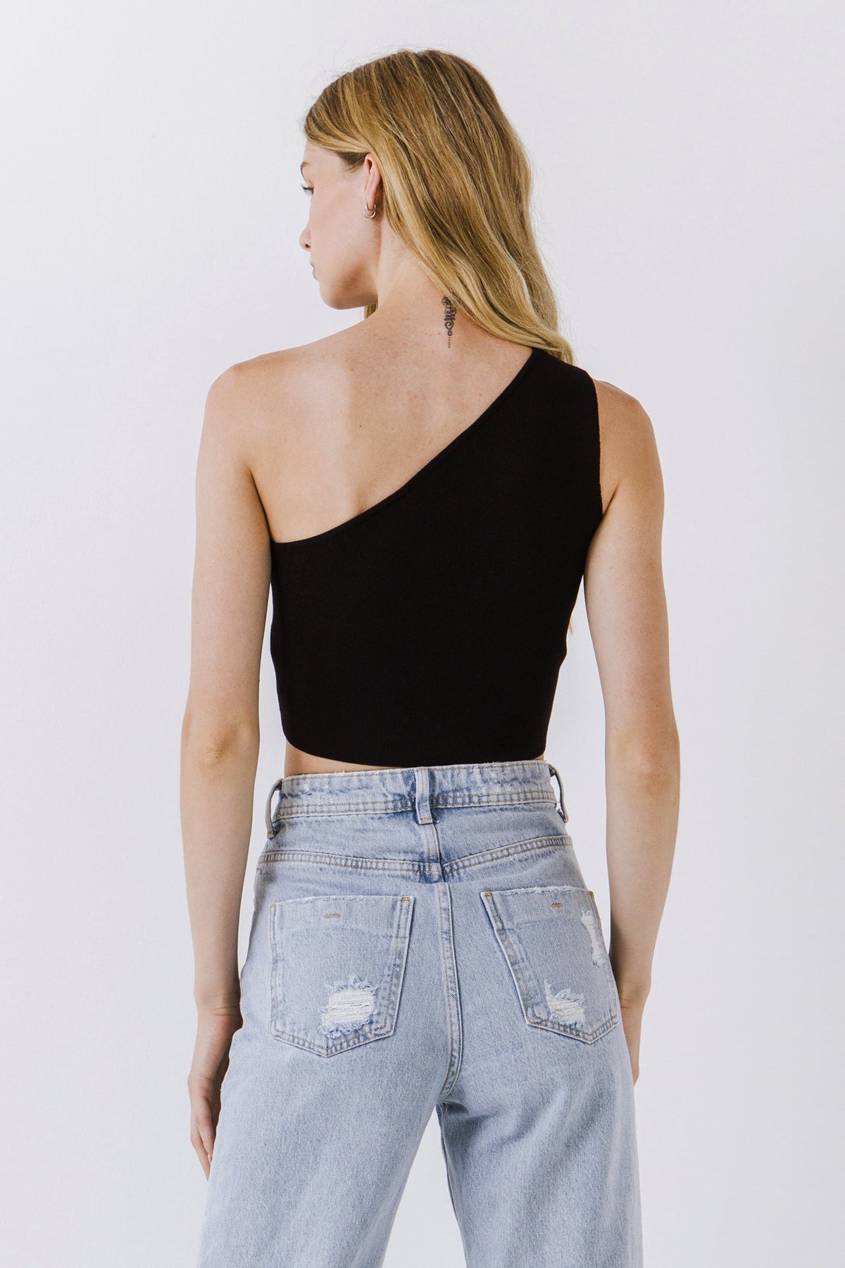 ENDLESS ROSE - One Shoulder Knit Crop Top - SWEATERS & KNITS available at Objectrare