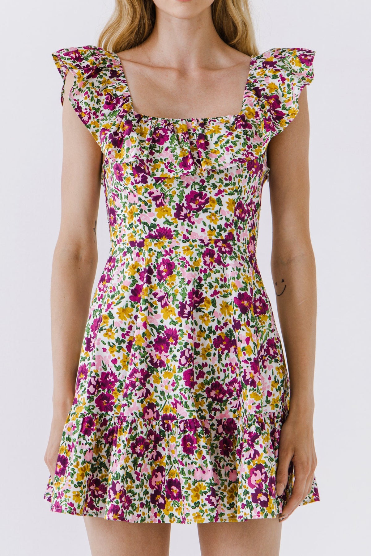 ENDLESS ROSE - Floral Print Ruffled Dress - DRESSES available at Objectrare