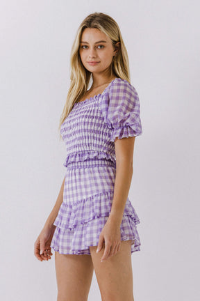 ENGLISH FACTORY - English Factory - Gingham Print Smocked Top - TOPS available at Objectrare