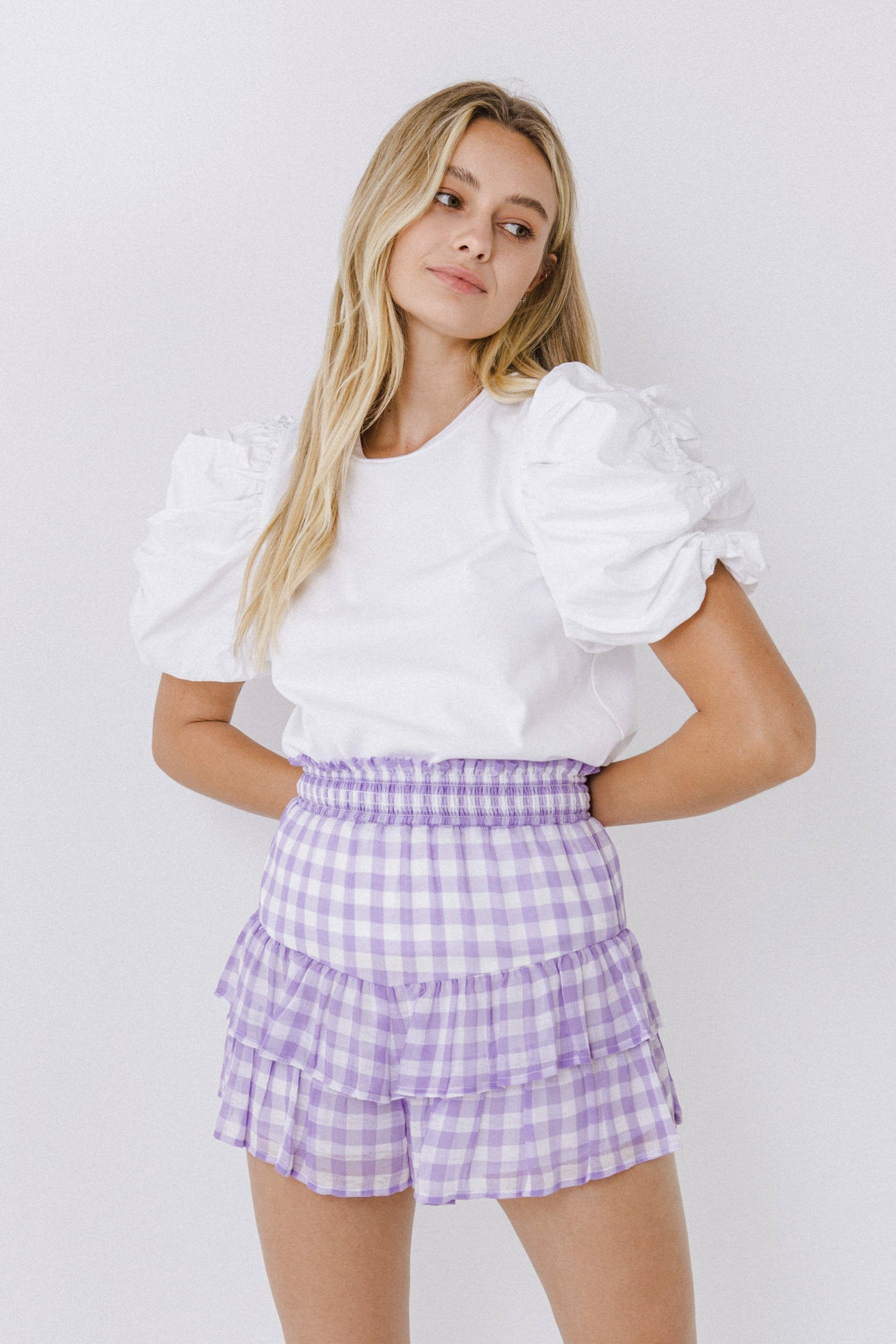 ENGLISH FACTORY - Gingham Print Shorts - SHORTS available at Objectrare