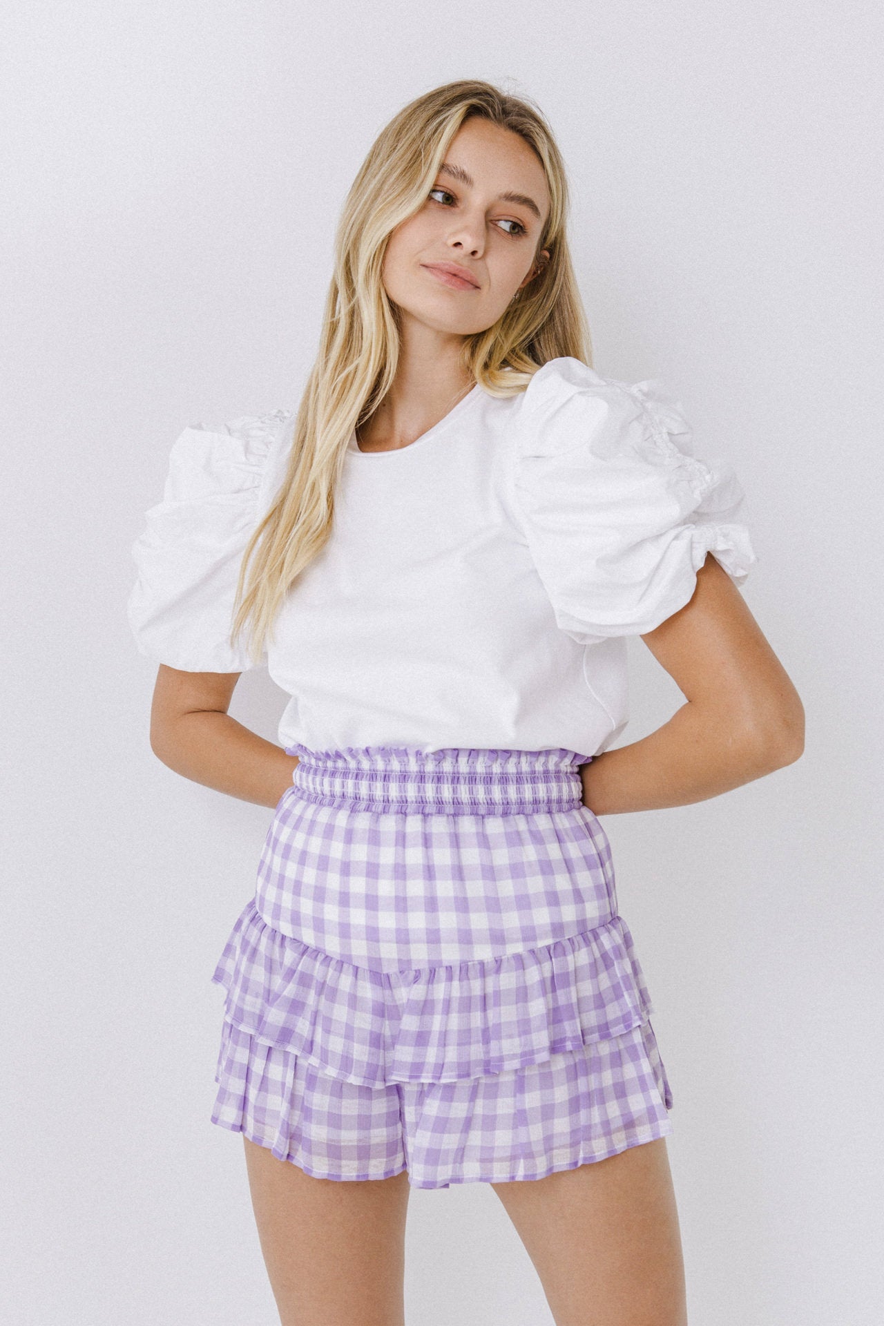 ENGLISH FACTORY - English Factory - Gingham Print Shorts - SHORTS available at Objectrare