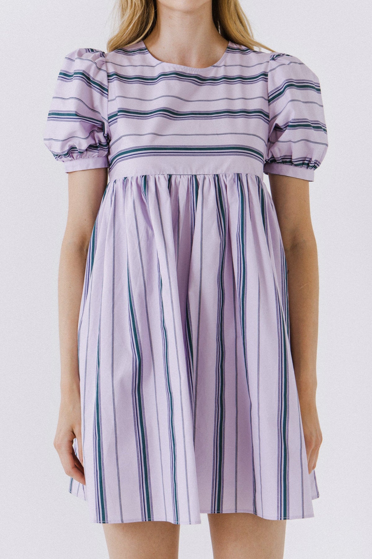 ENGLISH FACTORY - Puff Sleeve Striped Mini Dress - DRESSES available at Objectrare