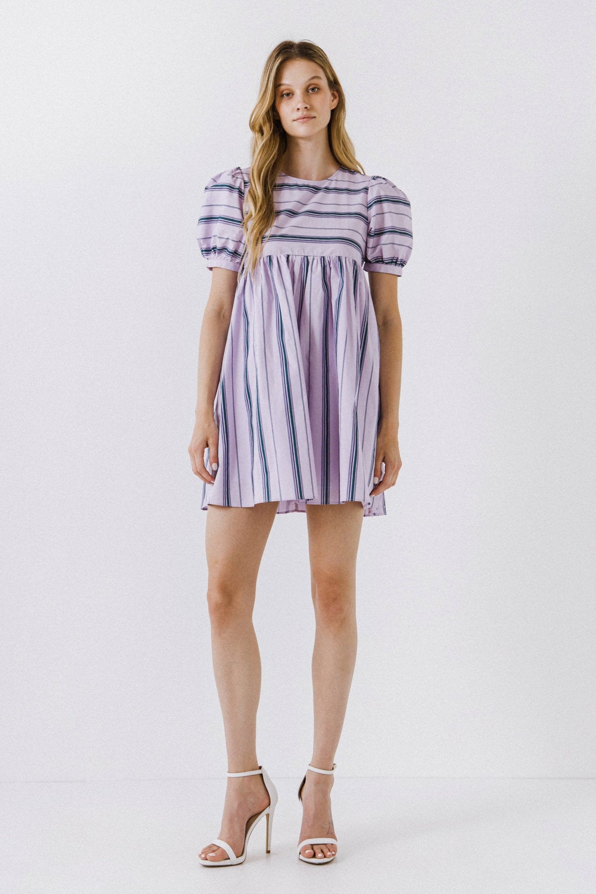 ENGLISH FACTORY - English Factory - Puff Sleeve Striped Mini Dress - DRESSES available at Objectrare