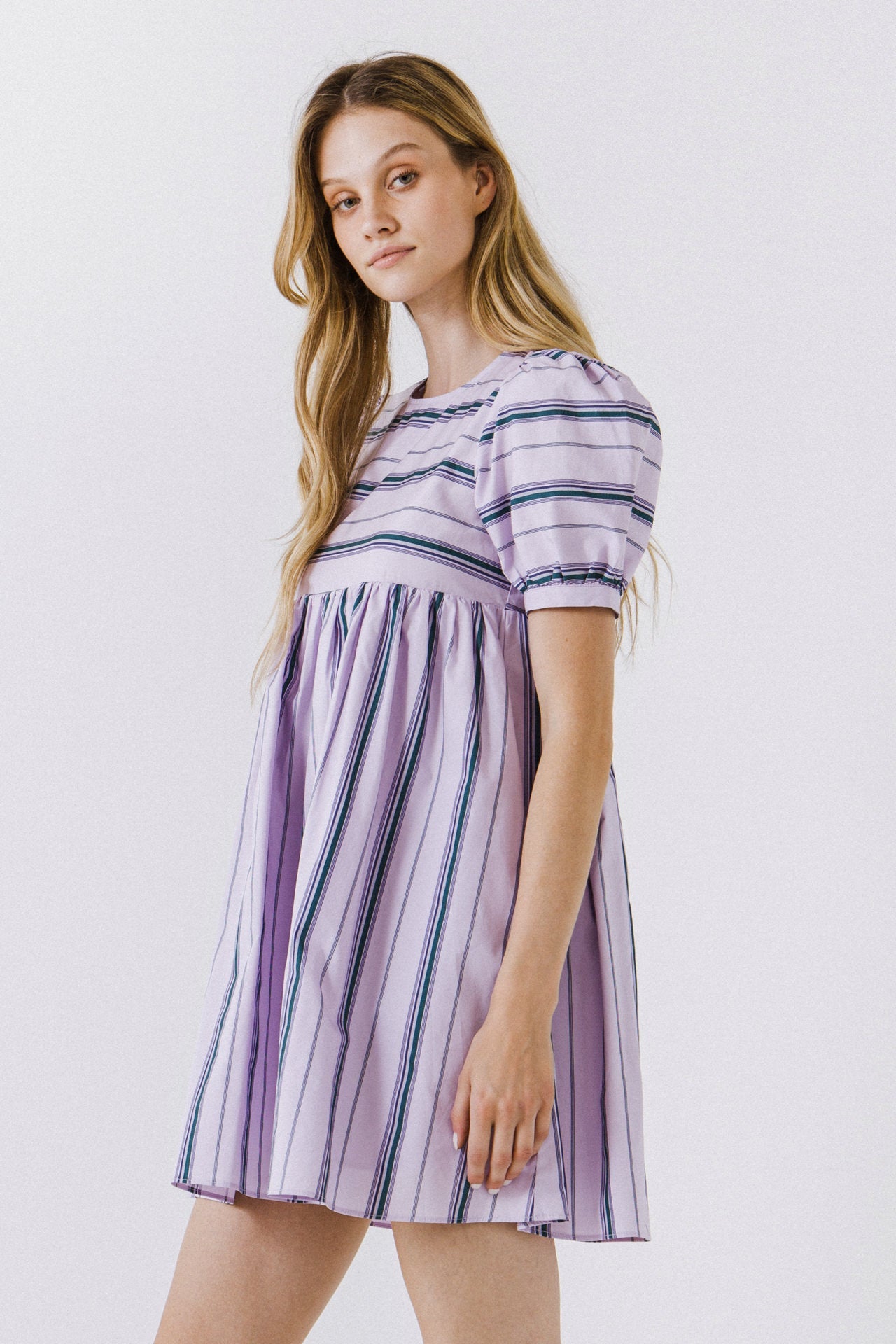 ENGLISH FACTORY - English Factory - Puff Sleeve Striped Mini Dress - DRESSES available at Objectrare