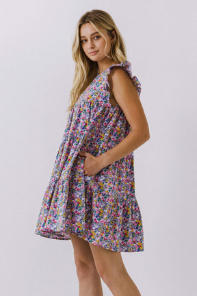 FREE THE ROSES - Free The Roses - Floral Print Babydoll Dress - DRESSES available at Objectrare