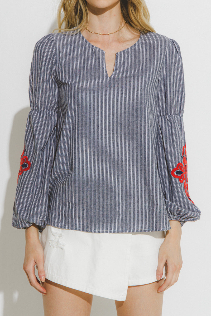FREE THE ROSES - Striped Long Sleeve Tunic - TOPS available at Objectrare