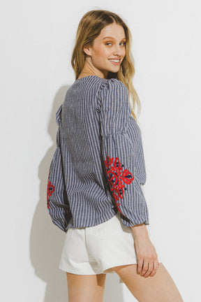 FREE THE ROSES - Striped Long Sleeve Tunic - TOPS available at Objectrare