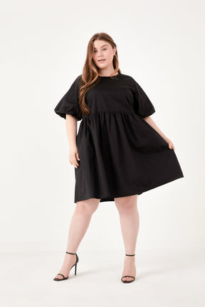 ENGLISH FACTORY - Plus Size Short Balloon Sleeve Mini Dress - DRESSES available at Objectrare