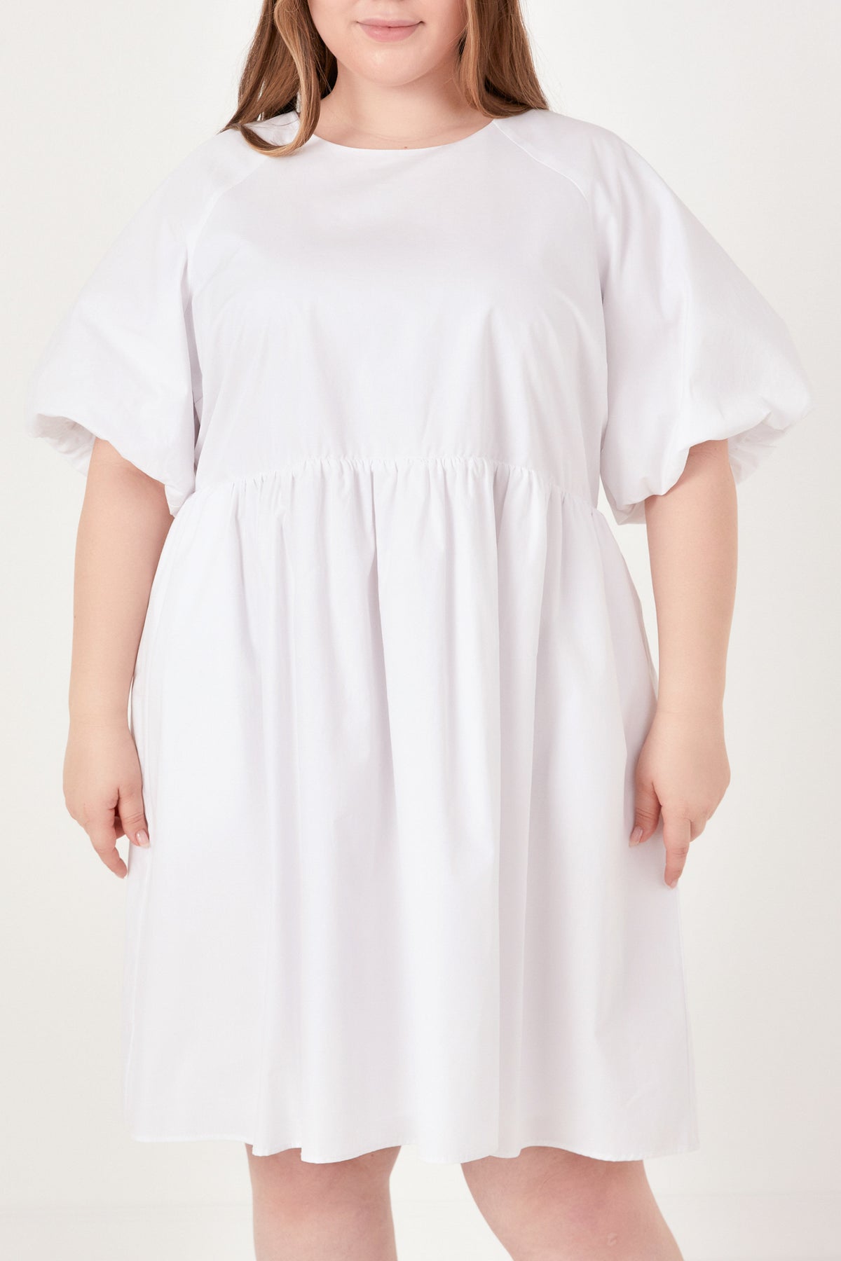 ENGLISH FACTORY - Plus Size Short Balloon Sleeve Mini Dress - DRESSES available at Objectrare