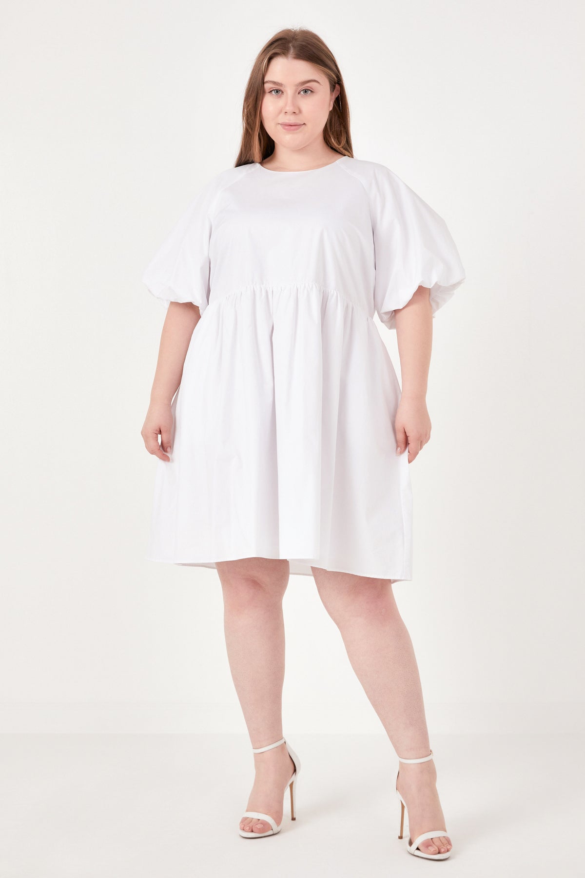 ENGLISH FACTORY - Plus Size Short Balloon Sleeve Mini Dress - DRESSES available at Objectrare