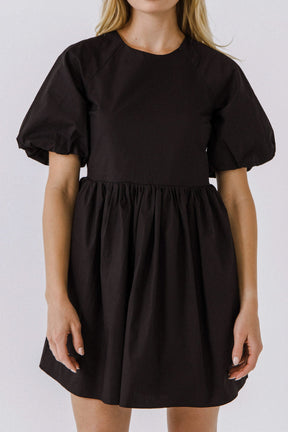 Short Balloon Sleeve Mini Dress