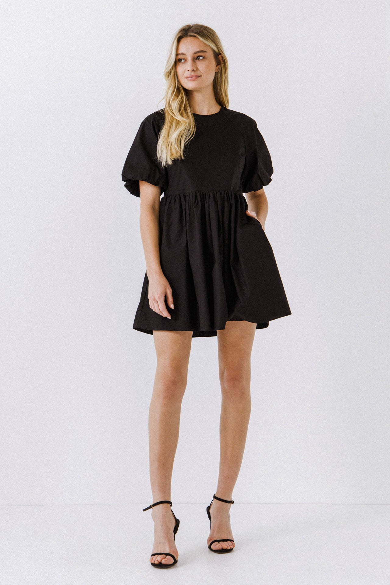 Short Balloon Sleeve Mini Dress