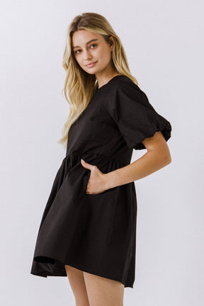 Short Balloon Sleeve Mini Dress