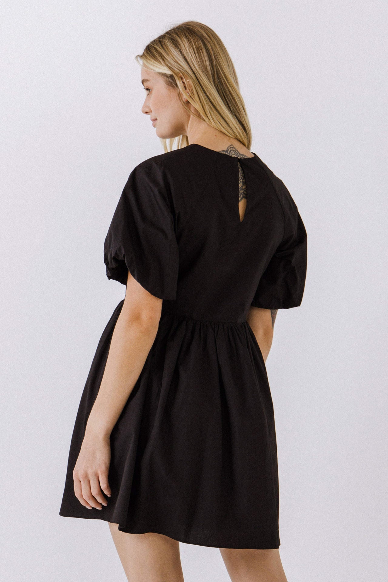 Short Balloon Sleeve Mini Dress