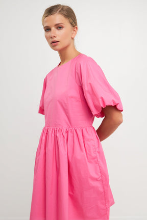 Short Balloon Sleeve Mini Dress