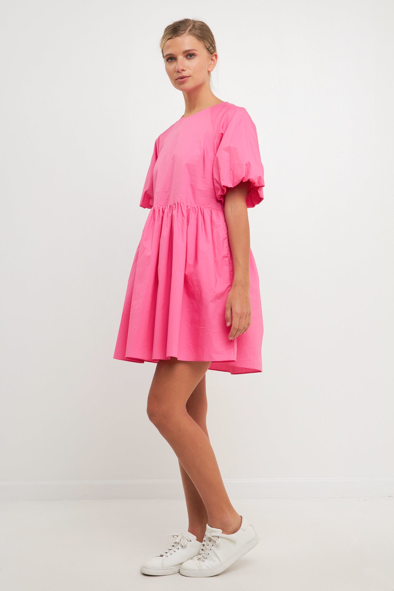 Short Balloon Sleeve Mini Dress