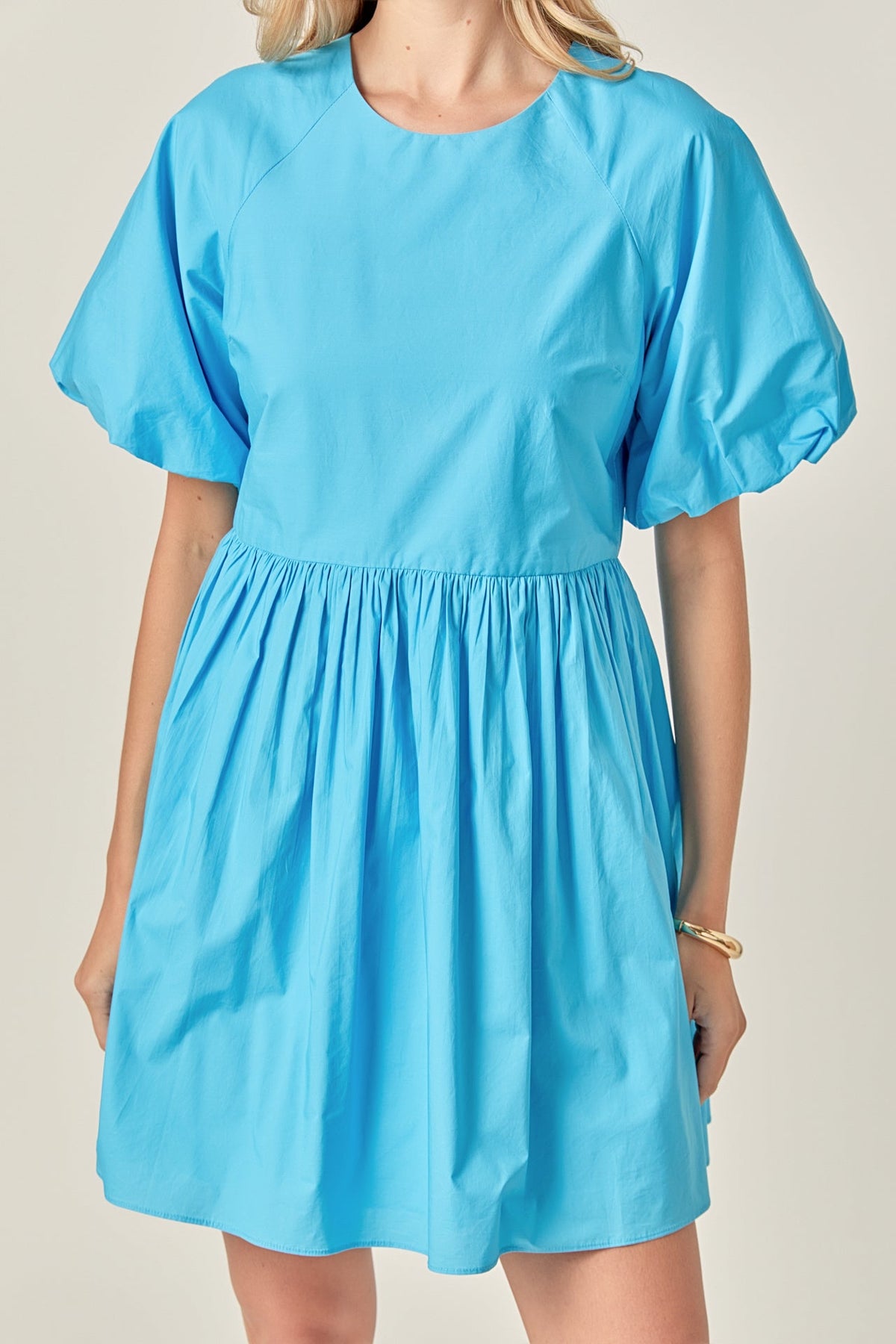 Short Balloon Sleeve Mini Dress