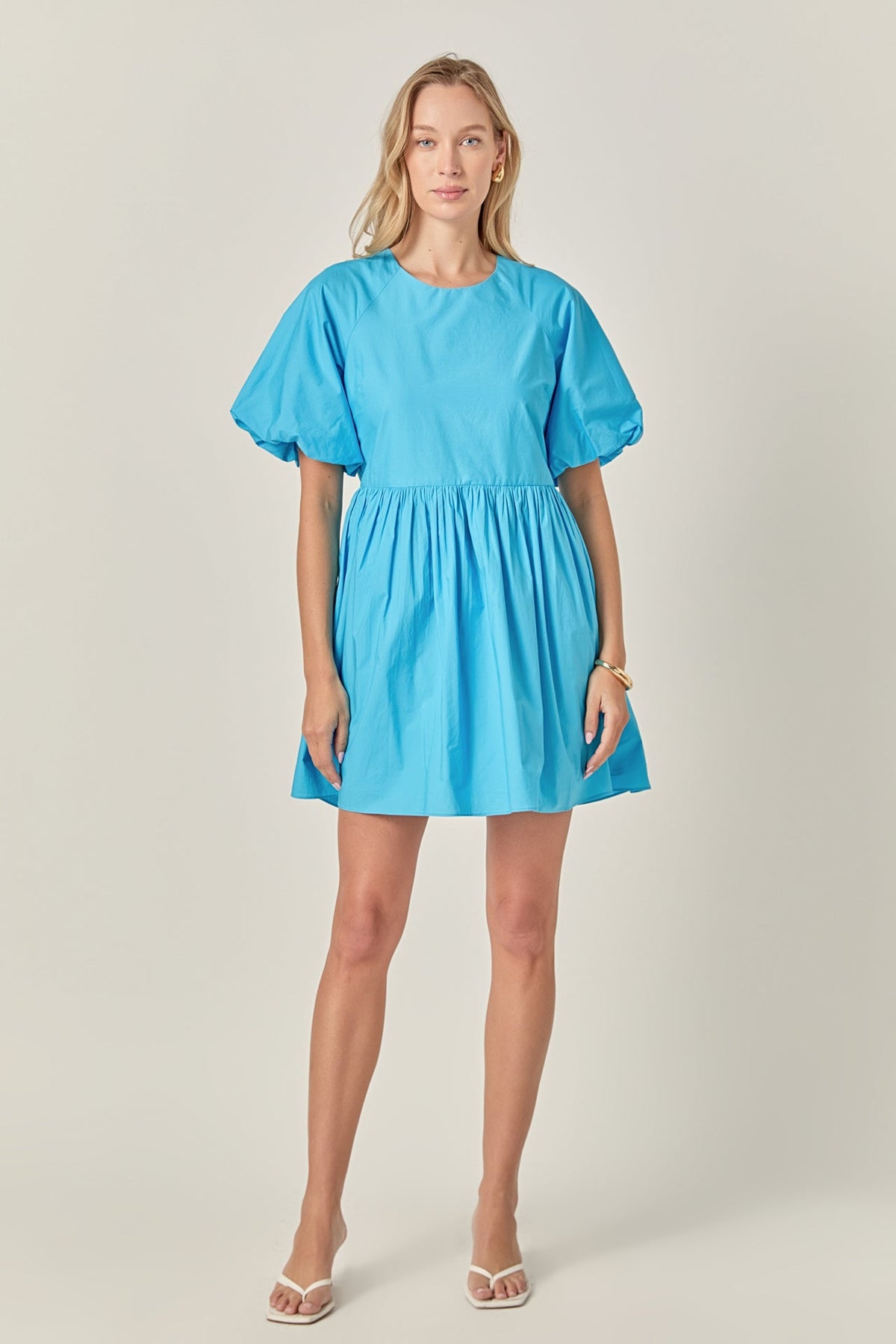 Short Balloon Sleeve Mini Dress