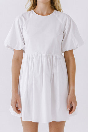 Short Balloon Sleeve Mini Dress