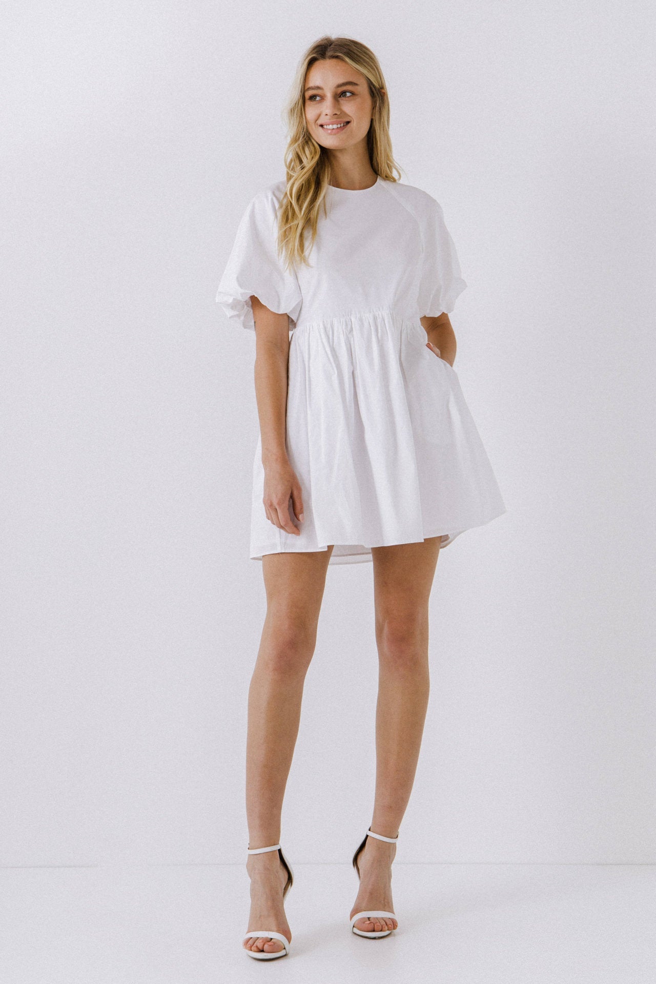 Short Balloon Sleeve Mini Dress