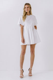 Short Balloon Sleeve Mini Dress